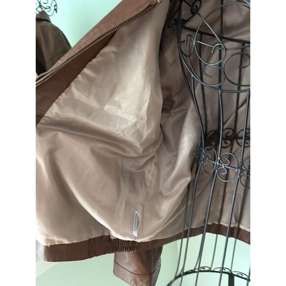 Vtg Claude Lamont Lightweight 100% Brown Leather Zip Jacket Coat Large Braided - Picture 6 of 7